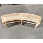 Banc de jardin extrieur incurv costway bois massif 2 - 3 personnes sans dossier charge 360 kg pour ...