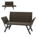 Banc de jardin - giantex - en rotin 2 places - avec fonction de lit et accoudoirs r�glables mousse � ...
