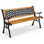 Banc de jardin - helloshop26 - 3 places - fonte laqu�e - bois massif - r�sistant aux intemp�ries