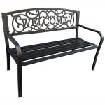 Banc de jardin noir irys avec pieds en acier et dossier en fonte largeur 127 cm