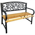 Banc de jardin noir nerina - akord - largeur 118 cm - bois laqu - pieds en fonte