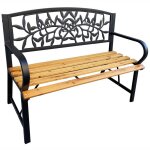 Banc de jardin noir reo avec bois laqu� et pieds en acier largeur 118 cm