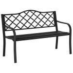 Banc de jardin - outsunny - 2 places - en fonte style antique - accoudoirs et dossier - 128 x 585 x 89 ...