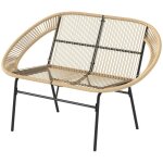 Banc de jardin outsunny 2 places en polyrotin r�sistant aux intemp�ries banc au design tress� en rotin ...