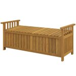 Banc de jardin - outsunny - 2 places - rangement de 151l - accoudoirs - en bois - charge 240 kg - 1285 ...