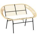 Banc de jardin - outsunny - 2 places - style acapulco - avec dossier et coussin - en acier - 126 x 72 ...