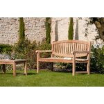 Banc de jardin ovale en teck massif - jarditeck - 150 x 98 x 50 cm - bois naturel - pour 4 personnes ...