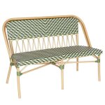 Banc de jardin style parisien en aluminium et rotin synth�tique vert - oviala
