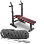 Banc de musculation pliable hop - sport hs - 1080 set dhaltres 39 kg disques de poids en fonte support ...