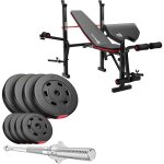 Banc de musculation pliable hs - 1055 avec ensemble dhaltres de 37 kg de hop - sport pupitre de curl ...