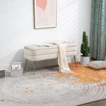 Banc de rangement ?bout de lit capitonné avec pieds dorés en velours ?beige - hauss spole Banc de rangement ?bout de lit capitonné avec pieds dorés en velours ?beige - hauss spole