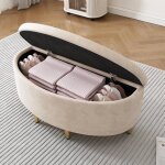 Banc de rangement bout de lit coffre de rangement avec assise aspect velours et pieds mtal 90 x 40 x ...