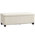 Banc de rangement bout de lit - homcom - en velours ctel avec couvercle - pour salon chambre entre ...