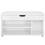 Banc de rangement a chaussures avec coussin confortable 3 compartiments coffre banquette avec assise ...
