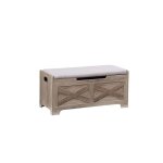 Banc de rangement avec coussin - lunsy - design contemporain - coffre en bois avec poign�es - 100x40x46cm ...