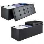 Banc de rangement avec couvercle rabattable siège pouf coffre de rangement pliable pour salon chambre ... Banc de rangement avec couvercle rabattable siège pouf coffre de rangement pliable pour salon chambre ...