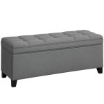 Banc de rangement - homcom - 112l - si�ge capitonn� - tissu de lin - 120 x 40 x 48 cm - gris fonc�