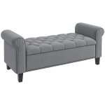 Banc de rangement - homcom - avec accoudoirs - en tissu effet velours rembourr� et capitonn� - 126 x ...