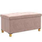 Banc de rangement - homcom - pliable - volume 67l capacit de charge 120 kg - avec couvercle - 76 x 38 ...