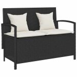 Banc de rangement de jardin - vidaxl - r�sine tress�e - noir - 111x56x87 cm - rangement int�gr� - coussin ...