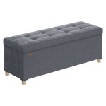 Banc de rangement - songmics - velours gris ardoise - 112l - 38x110x40cm - pliable Banc de rangement - songmics - velours gris ardoise - 112l - 38x110x40cm - pliable