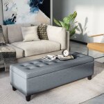 Banc banc rembourr avec rangement banc - lit avec couvercle aspect lin banc coffre banc de rangement ...