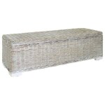 Banc en rotin avec rangement - vidaxl - 110x35x35 cm - blanc - rotin kubu naturel - bois dacajou massif ...