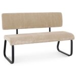 Banc de salle  manger matese l 135 cm en velours ctel beige avec dossier structure mtal 3 places ...