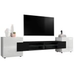 Banc tv merano komodee - sans led - blanc noir blanc - 230 x 53 x 35 cm Banc tv merano komodee - sans led - blanc noir blanc - 230 x 53 x 35 cm