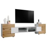 Banc tv merano komodee - sans led - blanc blanc wotan - 230 x 53 x 35 cm