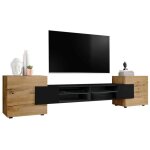 Banc tv merano komodee - sans led - wotan noir wotan - 230 x 53 x 35 cm