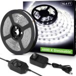 Bande lumineuse led 5 m 300 led 1650 lm intensit� variable pour cuisine blanc froid 6500 k (prise 12 ...