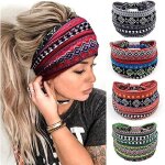 Bandeau cheveux femme largelastique doux boho bandeaux imprim lopard yoga sport headband multicolore ...