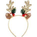 Bandeaux de nol mignons - cheveux de nol  paillettes avec bois dlan - accessoire de costume de nol ...