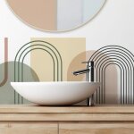 Cr�dence adh�sive pour salle de bain en pvc design beige 140x30 cm (en 2 bandeaux) - 99deco