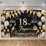 Banderole joyeux anniversaire 18 ans 2006 - 2024dcoration anniversaire 18 ans toile de fond anniversaire ...