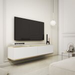 Banff tv135 ? meuble tv façade blanche lisse / chêne artisan largeur 135 cm hauteur 30 cm profondeur ... Banff tv135 ? meuble tv façade blanche lisse / chêne artisan largeur 135 cm hauteur 30 cm profondeur ...