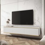 Banff tv175 mdf ? meuble tv blanc mat / ch�ne artisan largeur 175 cm hauteur 30 cm profondeur 32 cm