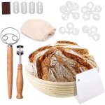 Banneton - lot de paniers de fermentation ronds de 25 cm - avec kit de cuisson  pain - pochoirs uniques ...