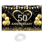 Banni�res anniversaire 50 ans or noirdecoration anniversaire 50 ans de mariage180 x 115 cm anniversaire ...