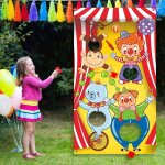 Bannière de jeu de lancer de clown de carnaval avec sacs de haricots pour enfants et adultes lors dactivités ... Bannière de jeu de lancer de clown de carnaval avec sacs de haricots pour enfants et adultes lors dactivités ...