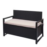 Banquette de jardin - anthracite - 2 places - coffre de rangement - accoudoirs - confort dassise