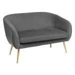 Banquette 2 places - atmosphera - solaro - velours gris - 124x74cm - pieds en métal doré Banquette 2 places - atmosphera - solaro - velours gris - 124x74cm - pieds en métal doré