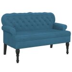 Banquette - dec024639 - velours bleu - dossier capitonn� - accoudoirs roul�s - 1195 x 645 x 75 cm