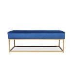 Banquette clarisse velours bleu pieds doré Banquette clarisse velours bleu pieds doré