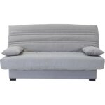 Banquette clic clac 3 places - matelas 17 cm - tissu gris clair - l199 x p96 x h103 cm - chloe Banquette clic clac 3 places - matelas 17 cm - tissu gris clair - l199 x p96 x h103 cm - chloe
