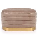 Banquette - coffre moderne matelassée avec base dorée philae velours taupe Banquette - coffre moderne matelassée avec base dorée philae velours taupe