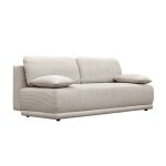 Banquette convertible 3 places velours ctel greige avec coffre de rangement - l 192 x p 100 x h 81cm ...