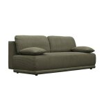 Banquette convertible 3 places velours ctel kaki avec coffre de rangement - l 192 x p 100 x h 81cm ...