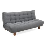 Banquette convertible capitonne en tissu bouclette gris - valentin meubletmoi